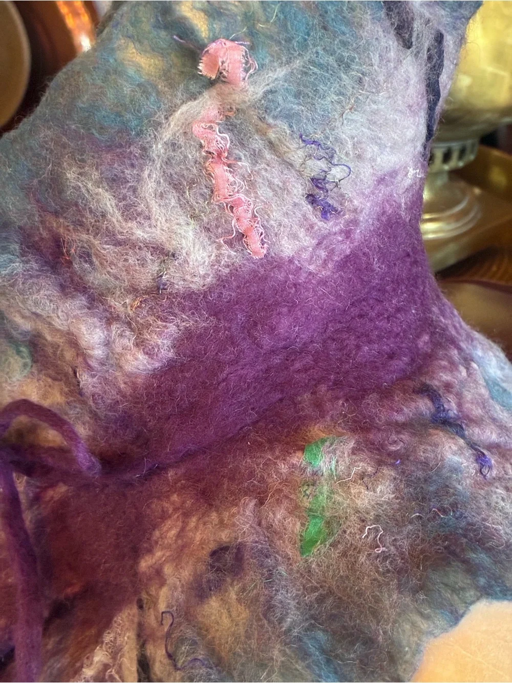 Handcrafted Purple & Blue Felted Neck Warmer by